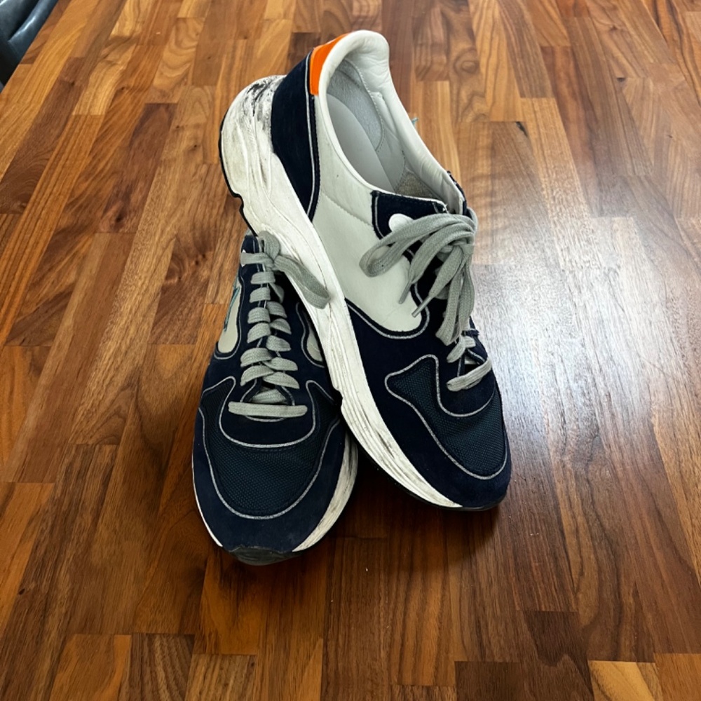 Golden Goose Men's Size 43 Running Blue and Gray with Orange Accents